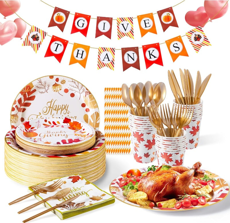 Thanksgiving Party Tableware Set for 25 Guests