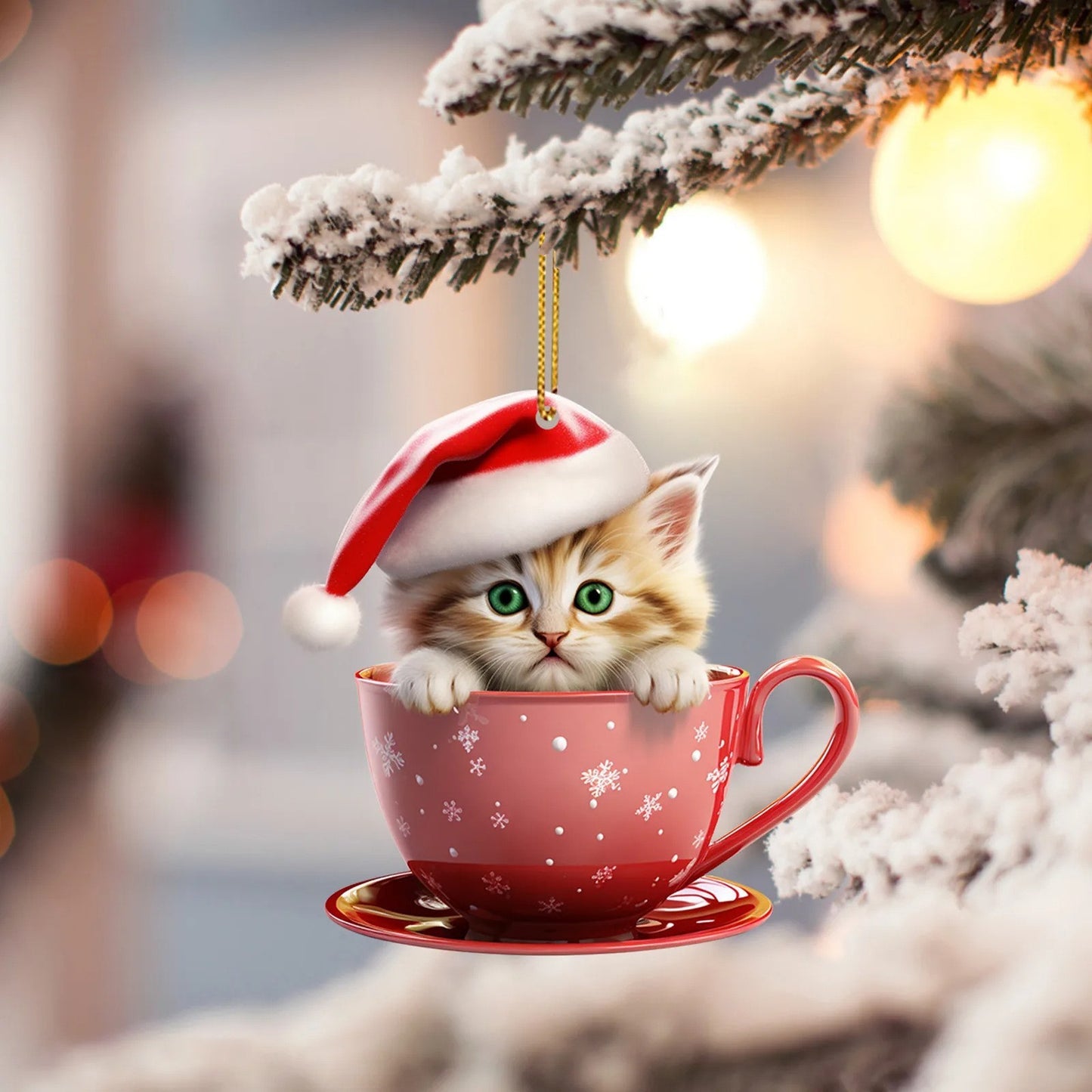 Christmas Tree Kitty In A Cup Tree Decoration