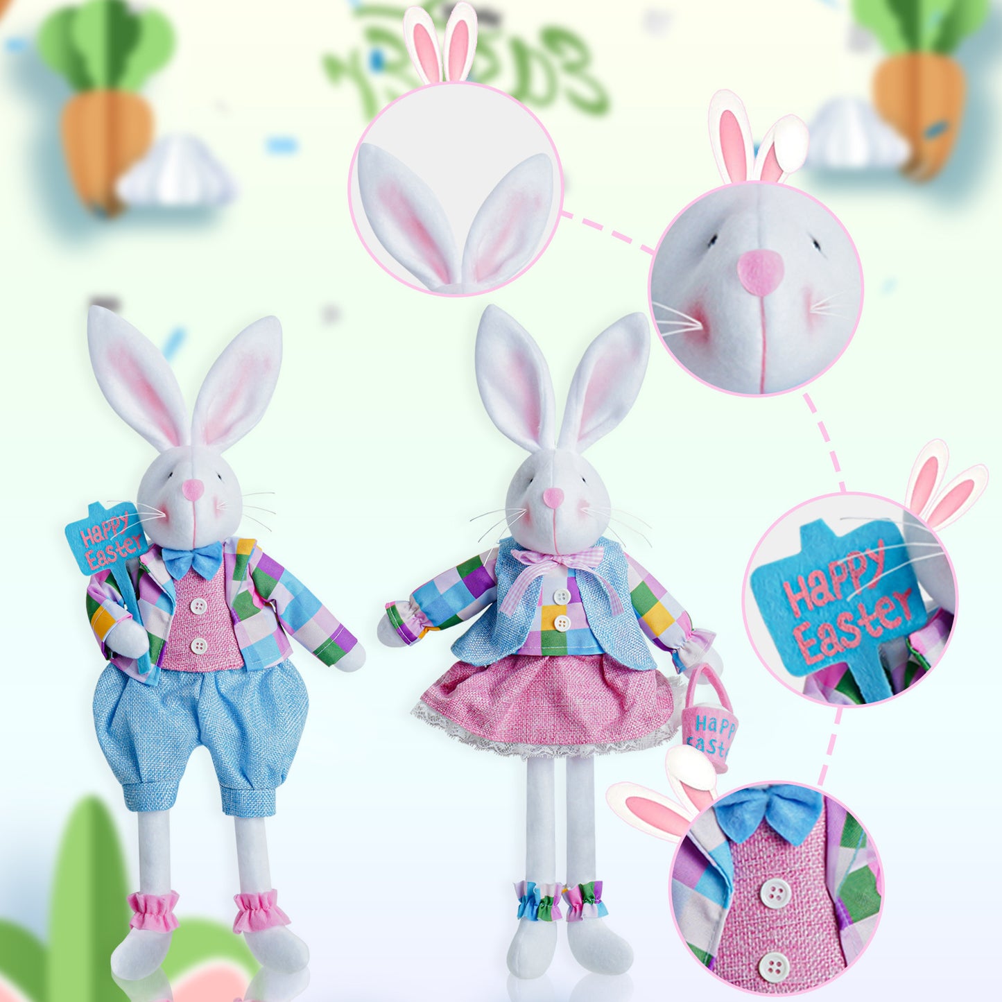 Easter Bunny Doll Party Ornaments