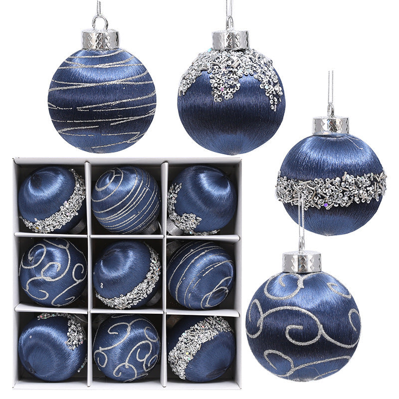 Christmas Tree Painted Silk Ball Ornament-9 Pack