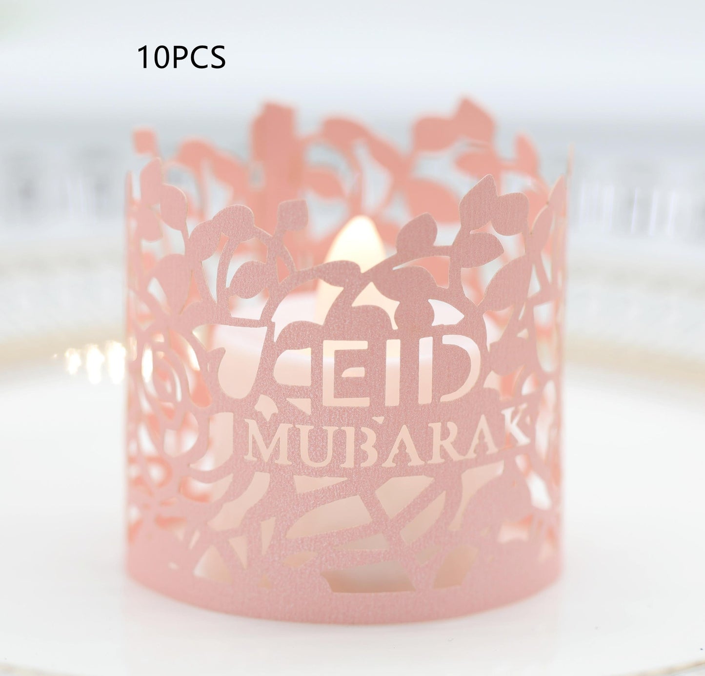 MOQ200 Ramadan Electronic Candle Lampshade Laser Cutout