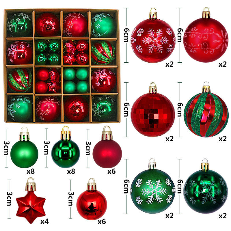 Christmas Tree Decorations Painted Shaped Electroplating Ball Ornament-44 Pack