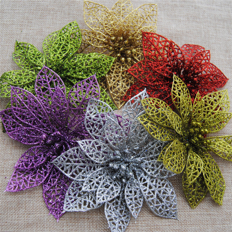 Christmas Glitter Flower Decorations