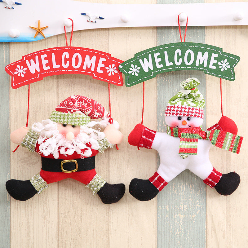 Christmas Santa and Little Snow Man Door Hanger