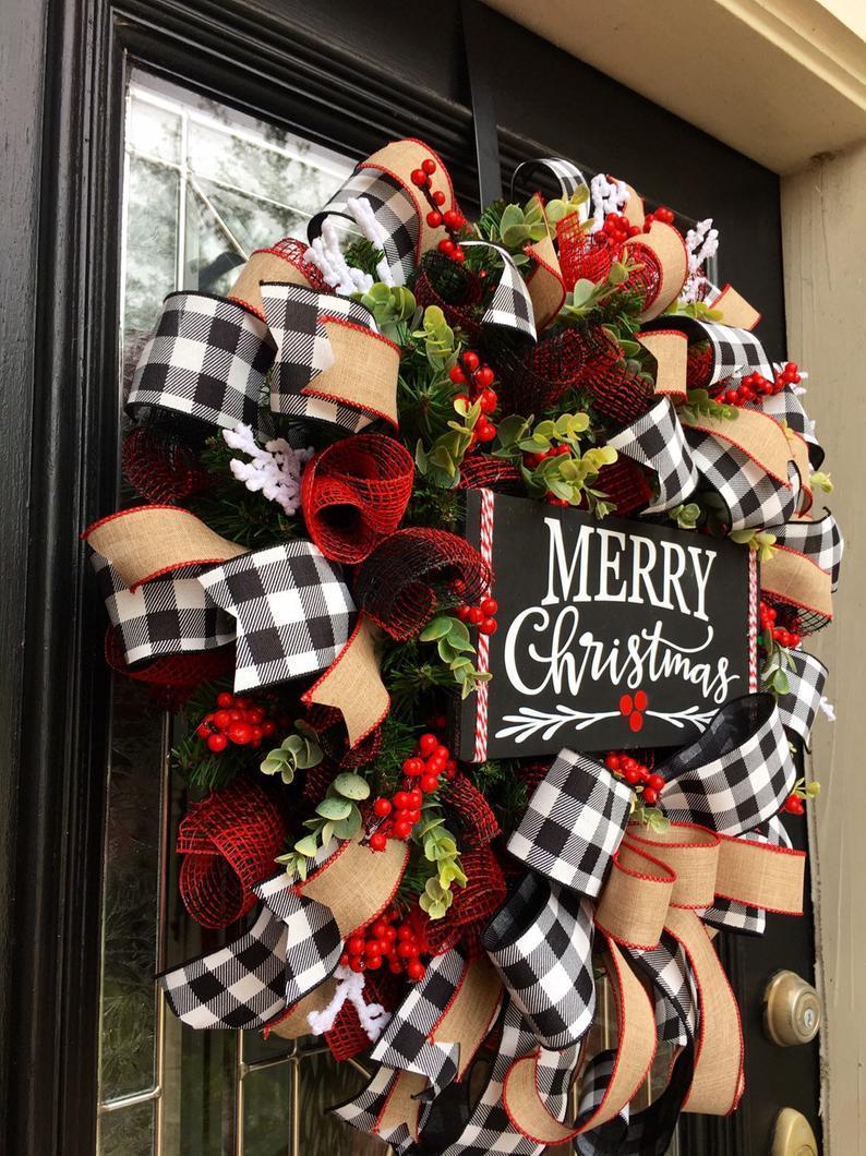 Christmas Bow Garland Wreath