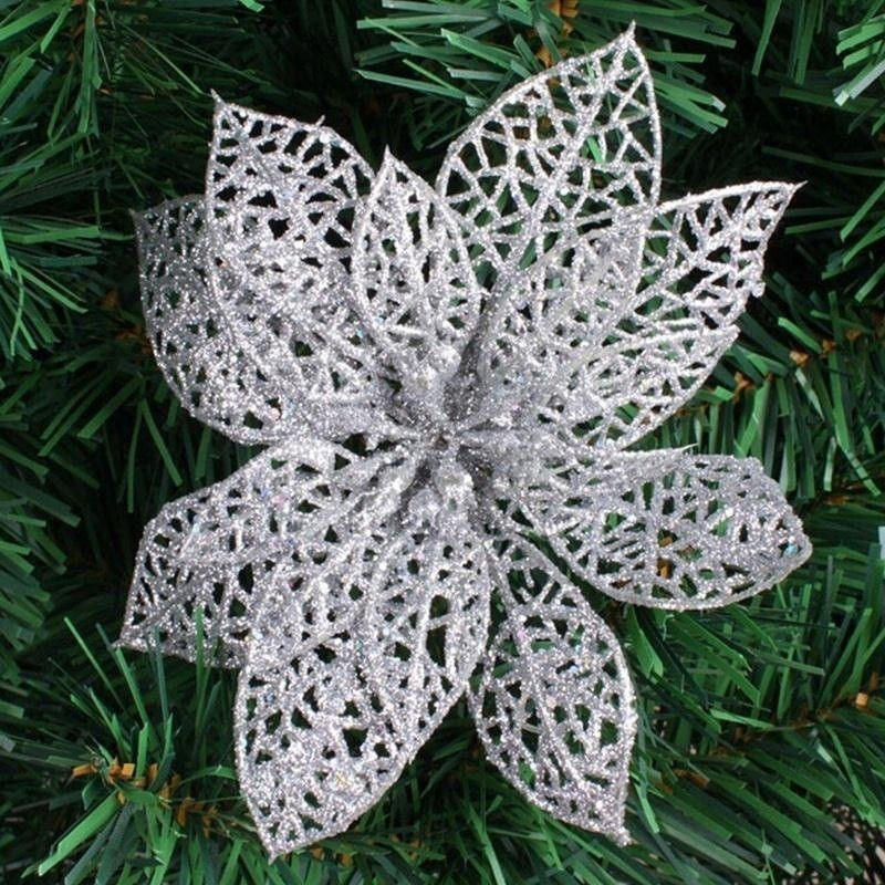 Christmas Glitter Flower Decorations