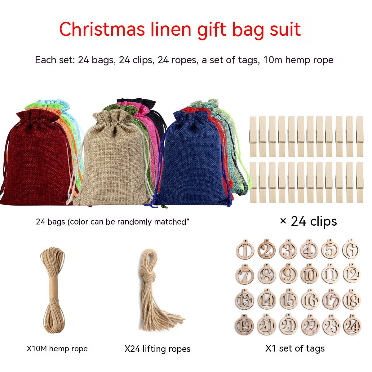 Linen Drawstring Christmas Gift Bags