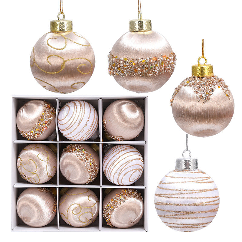 Christmas Tree Painted Silk Ball Ornament-9 Pack