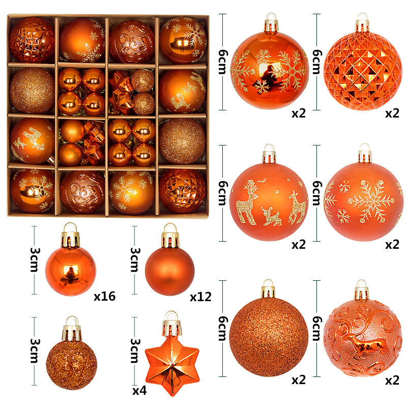 Christmas Tree Decorations Painted Shaped Electroplating Ball Ornament-44 Pack