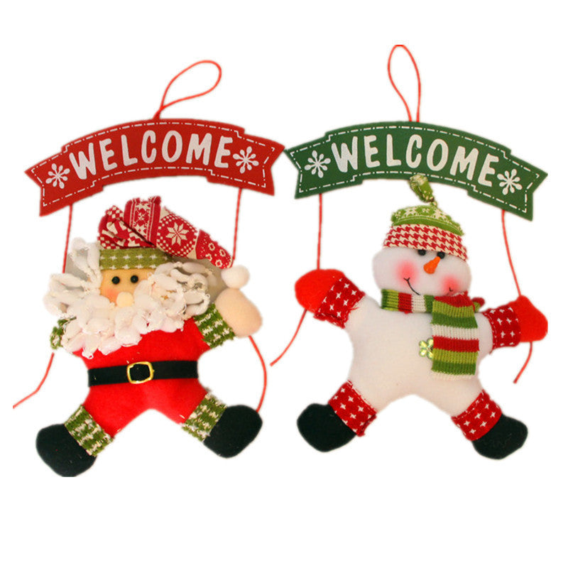 Christmas Santa and Little Snow Man Door Hanger