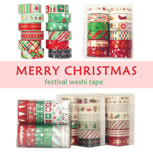 Set Of 12 Christmas Paper Tape Rolls