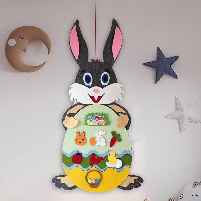 Easter Kids DIY Felt Bunny Pendants Toy with Detachable Alphabet