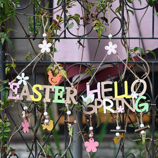 Easter Wooden Letter Plate Pendant Decoration