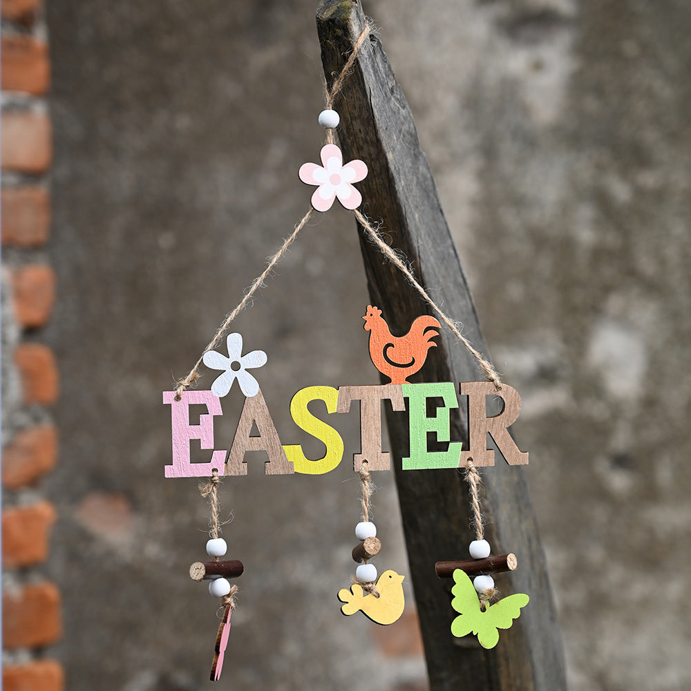 Easter Wooden Letter Plate Pendant Decoration