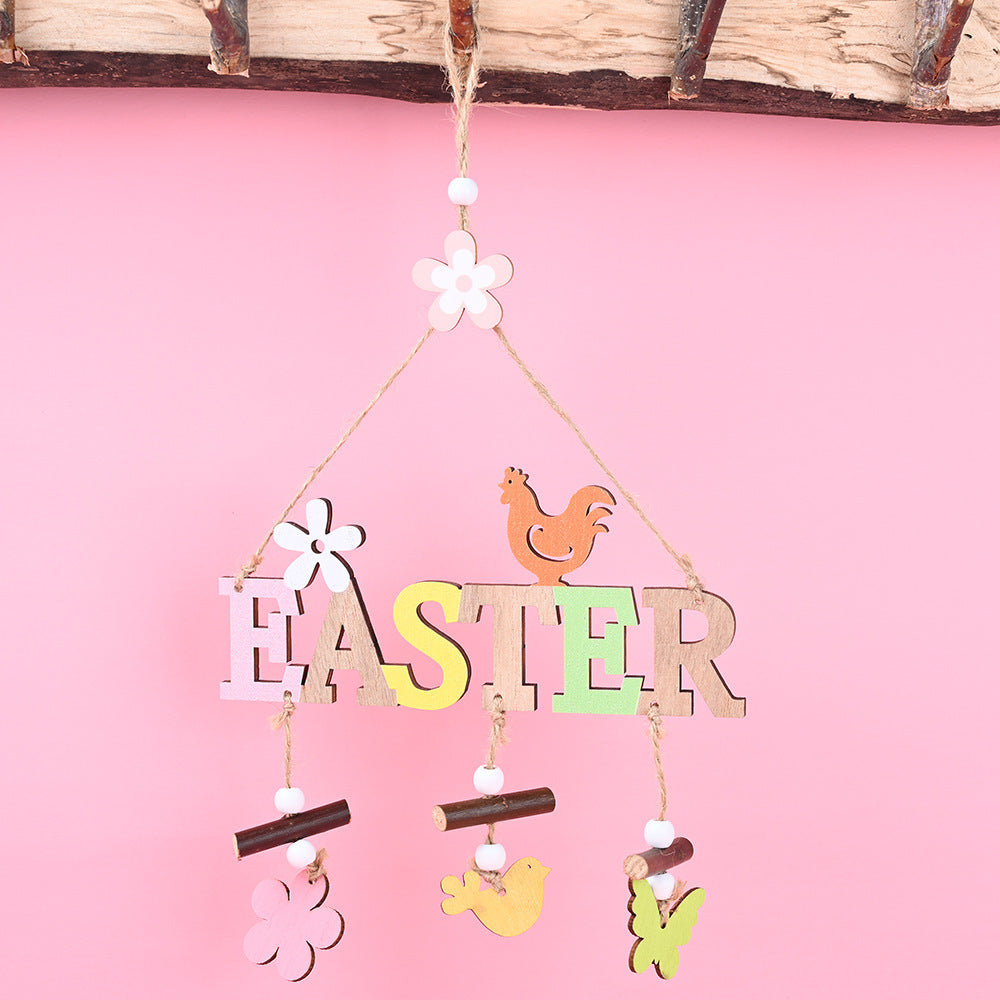 Easter Wooden Letter Plate Pendant Decoration