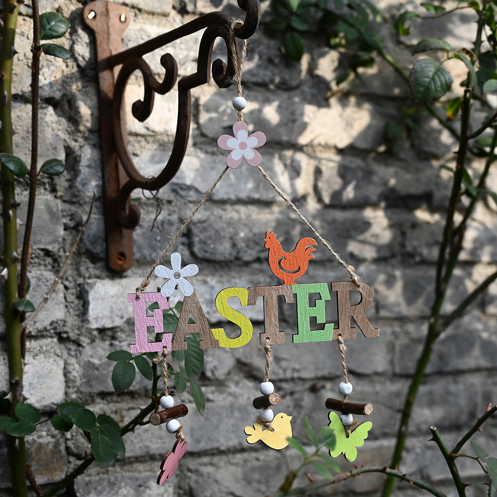 Easter Wooden Letter Plate Pendant Decoration