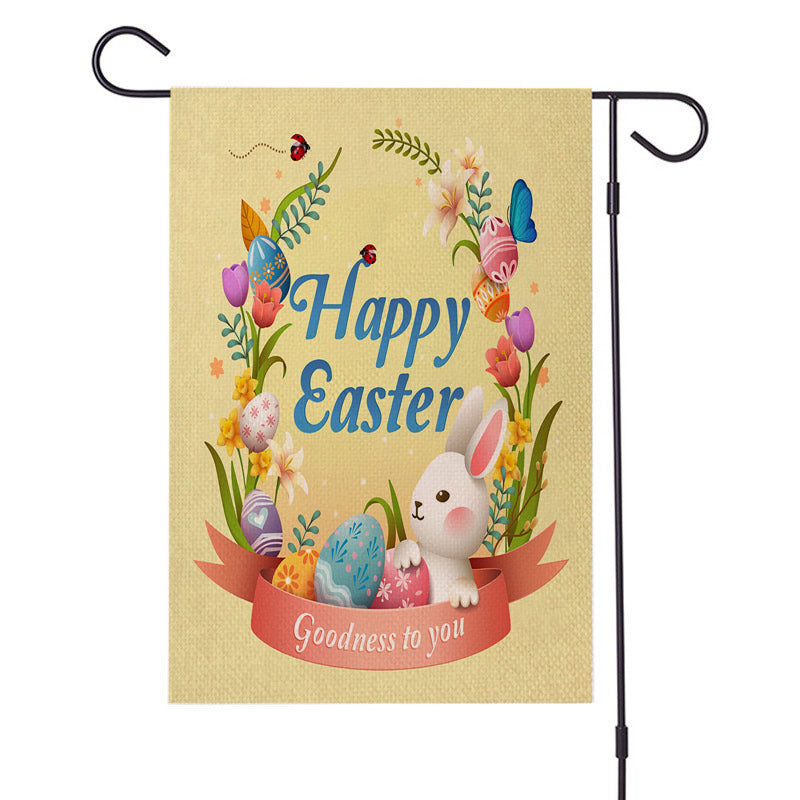 Spring Easter Burlap Garden Flag