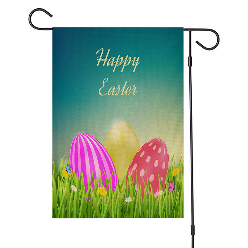 Spring Easter Burlap Garden Flag