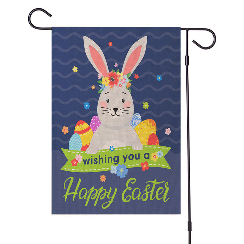 Spring Easter Burlap Garden Flag