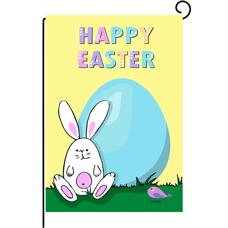 Easter Garden Courtyard Flag Double Sided Linen