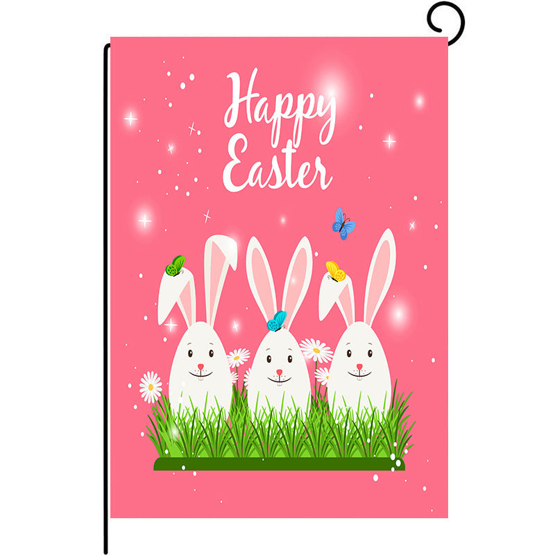 Easter Garden Courtyard Flag Double Sided Linen