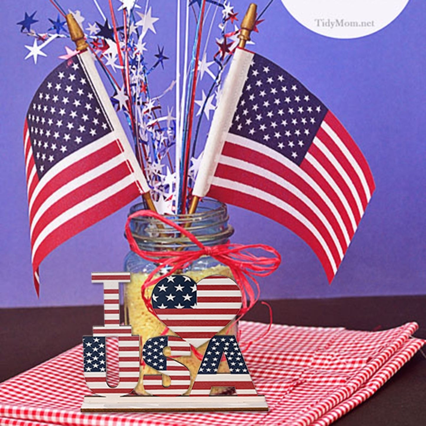 American Independence Day "I Love USA" Wooden Decoration