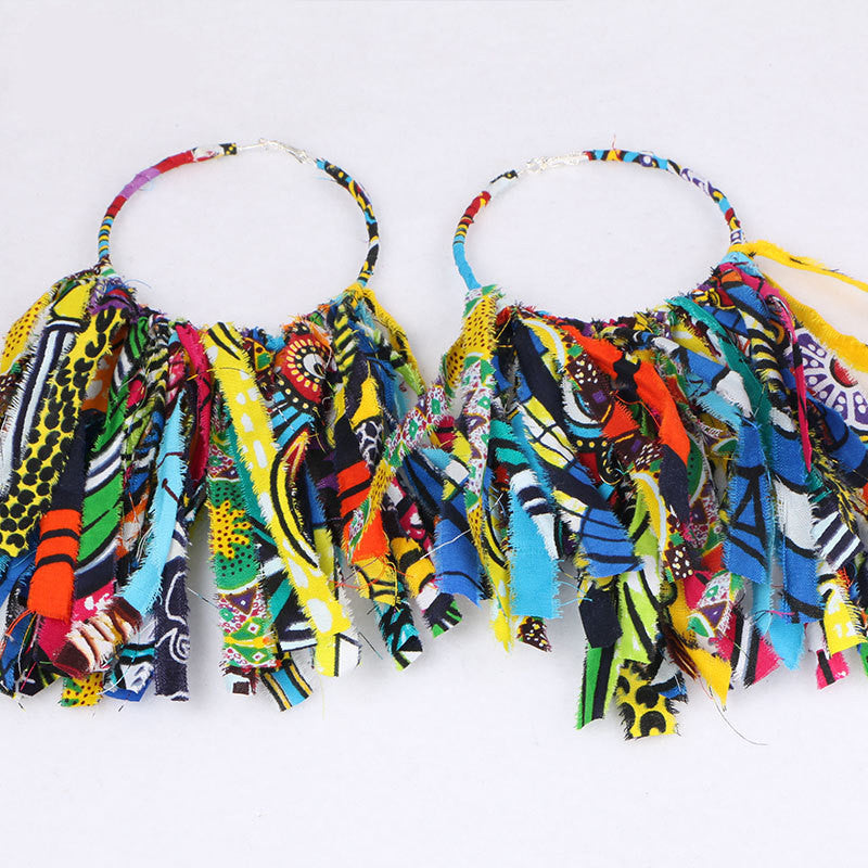 Tassel Earrings Ethnic Print Ankara Earrings