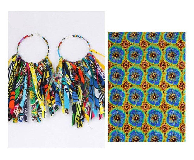 Tassel Earrings Ethnic Print Ankara Earrings