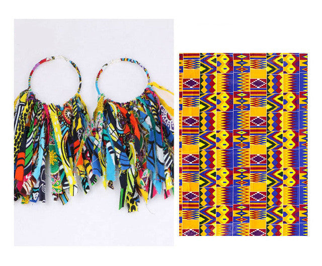 Tassel Earrings Ethnic Print Ankara Earrings