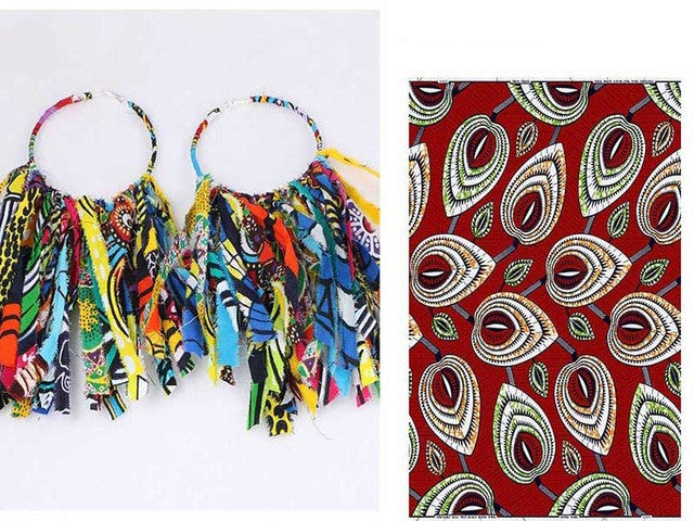 Tassel Earrings Ethnic Print Ankara Earrings