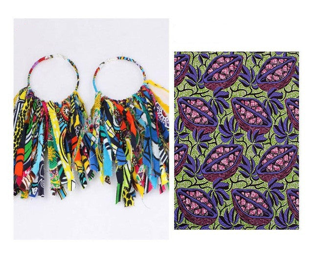 Tassel Earrings Ethnic Print Ankara Earrings