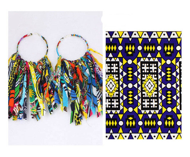 Tassel Earrings Ethnic Print Ankara Earrings