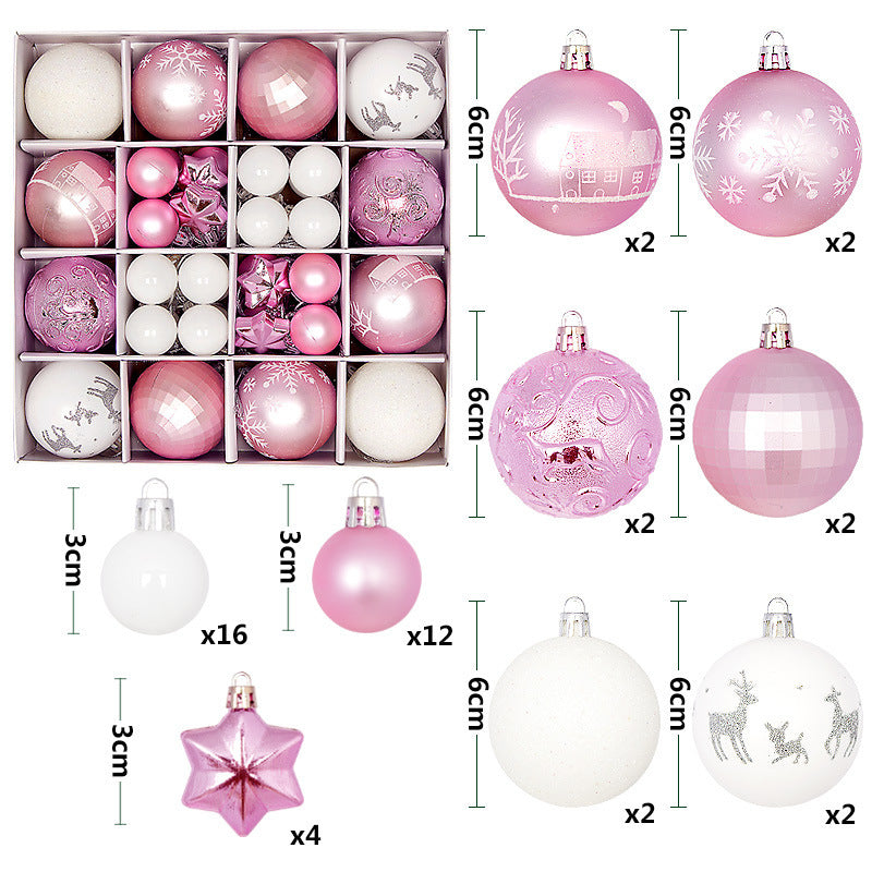 Christmas Tree Decorations Painted Shaped Electroplating Ball Ornament-44 Pack