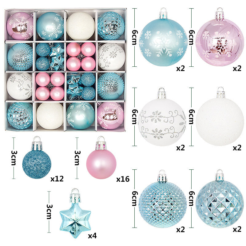 Christmas Tree Decorations Painted Shaped Electroplating Ball Ornament-44 Pack