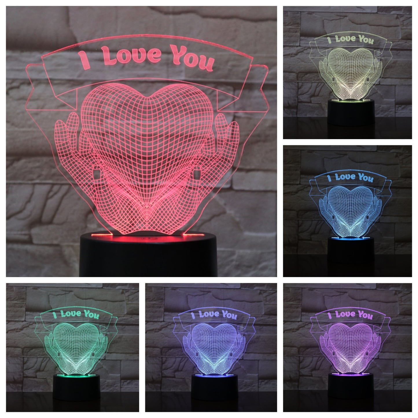 Valentines Day Gift Lovers Holding Love 3D Night Light