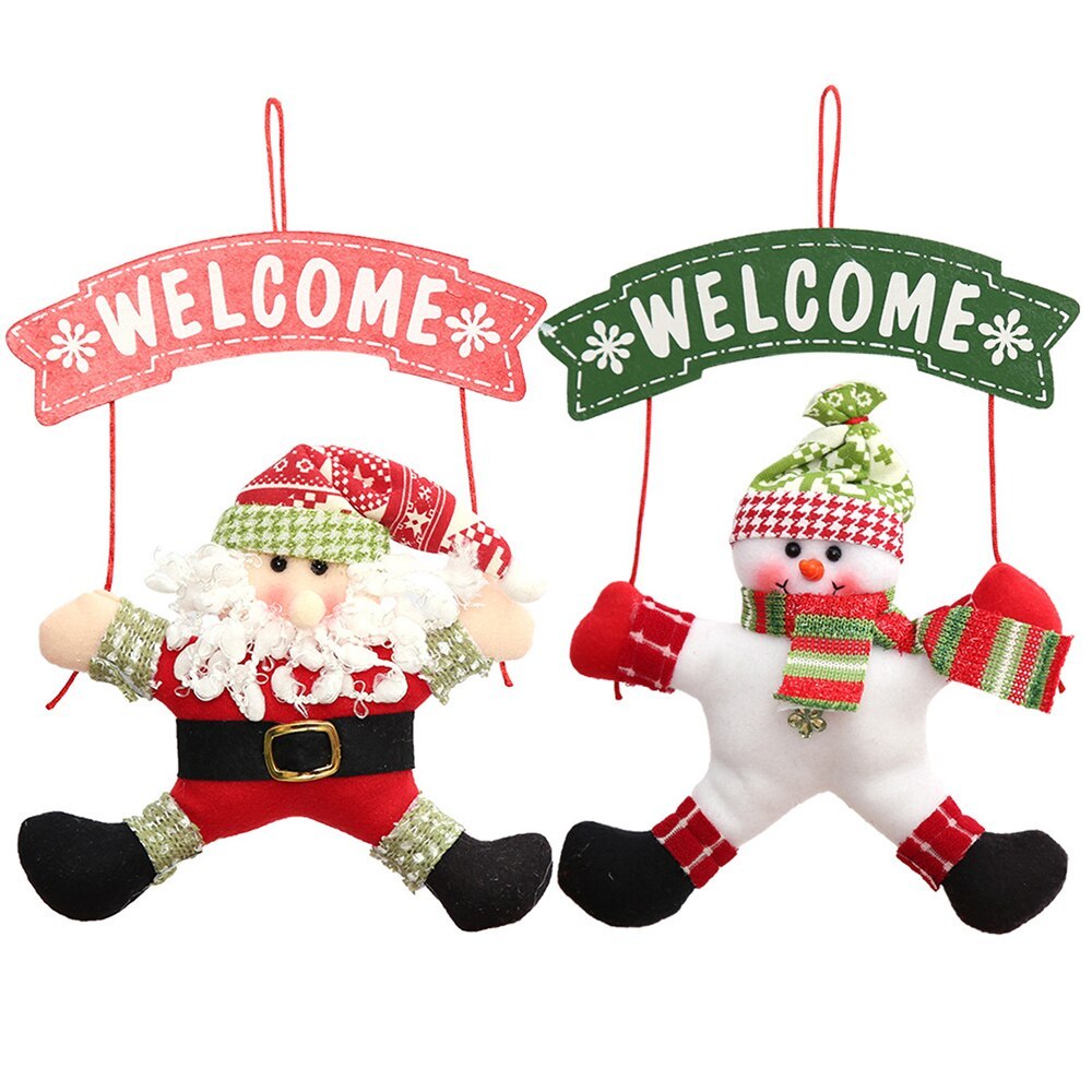 Christmas Santa and Little Snow Man Door Hanger