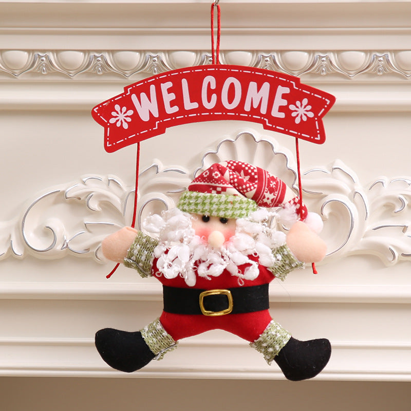 Christmas Santa and Little Snow Man Door Hanger