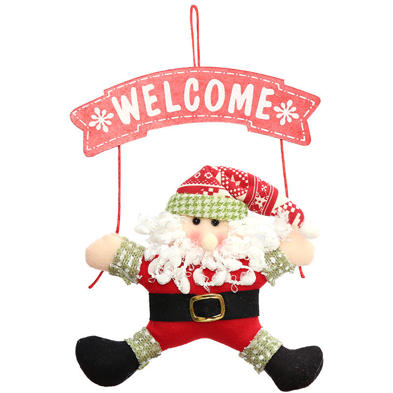 Christmas Santa and Little Snow Man Door Hanger