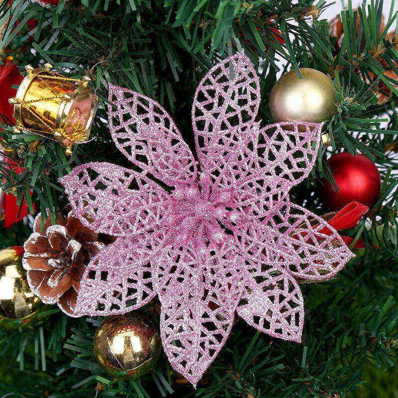 Christmas Glitter Flower Decorations