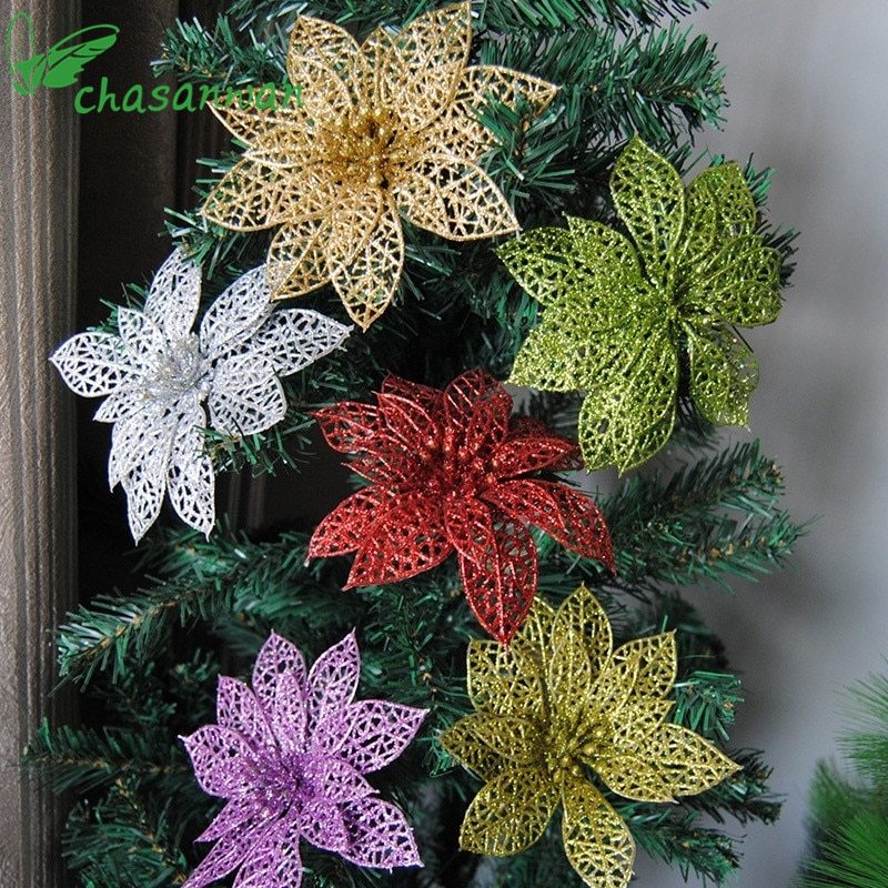 Christmas Glitter Flower Decorations