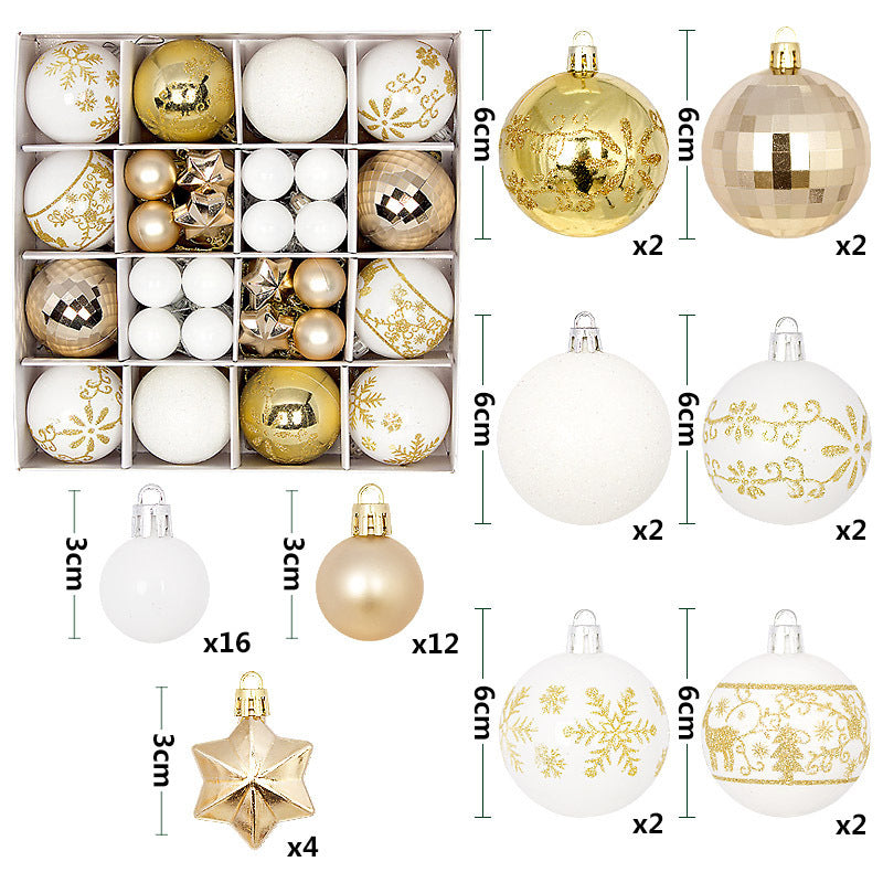 Christmas Tree Decorations Painted Shaped Electroplating Ball Ornament-44 Pack