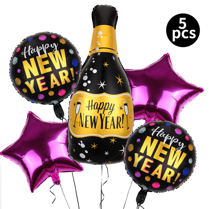 New Year Fast Year Theme Layout Balloon Set Five-Piece Set