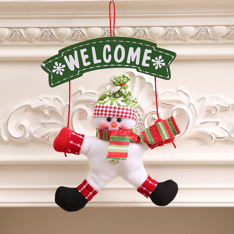 Christmas Santa and Little Snow Man Door Hanger