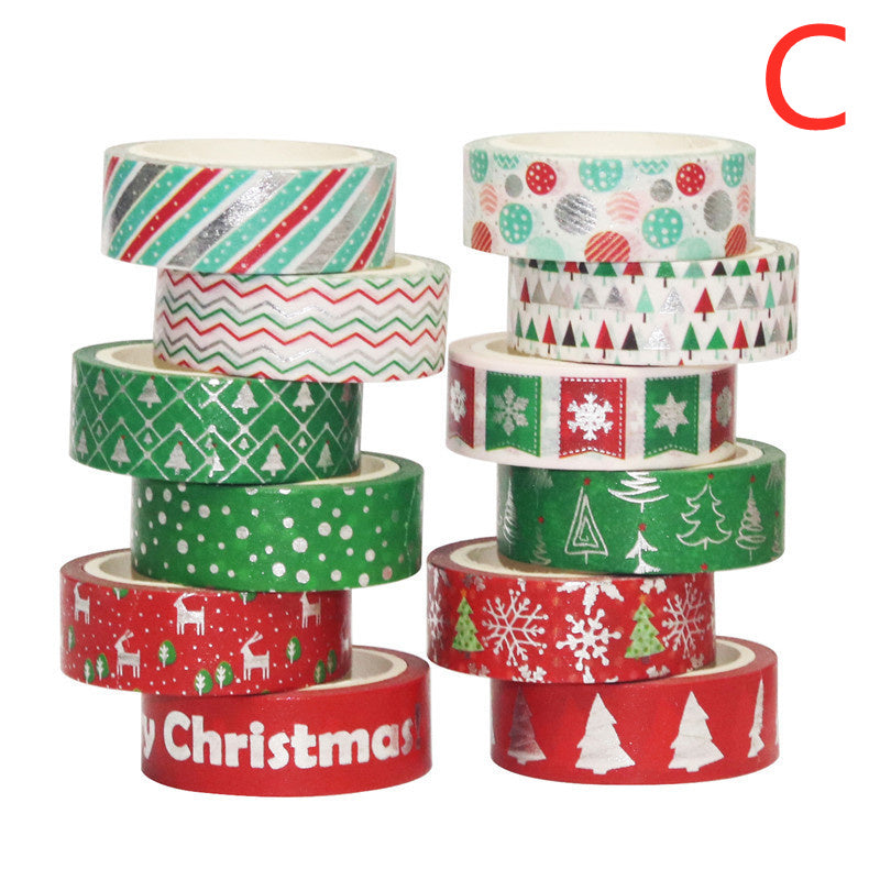 Set Of 12 Christmas Paper Tape Rolls