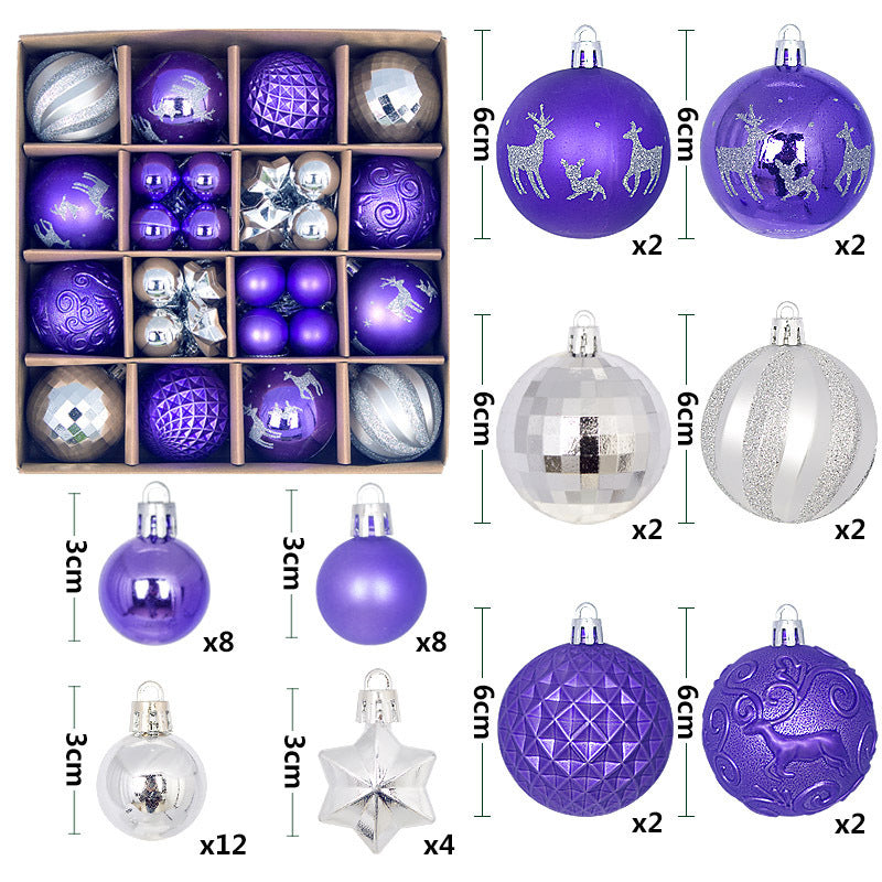 Christmas Tree Decorations Painted Shaped Electroplating Ball Ornament-44 Pack