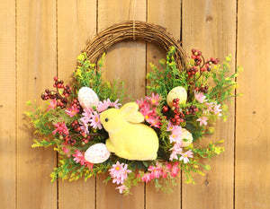 Easter Egg Rattan Wreath Door Hanging Decoration