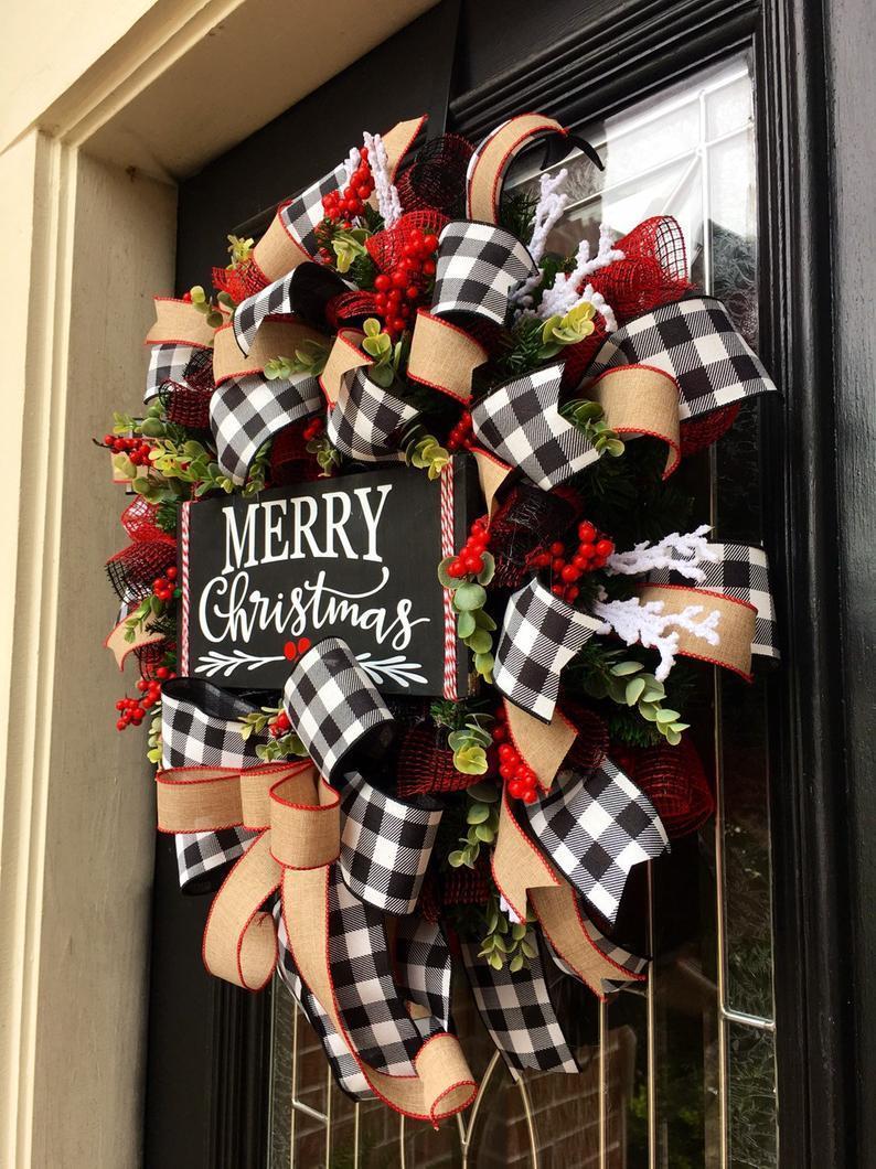 Christmas Bow Garland Wreath