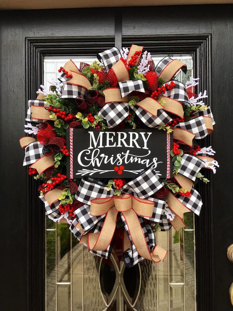 Christmas Bow Garland Wreath