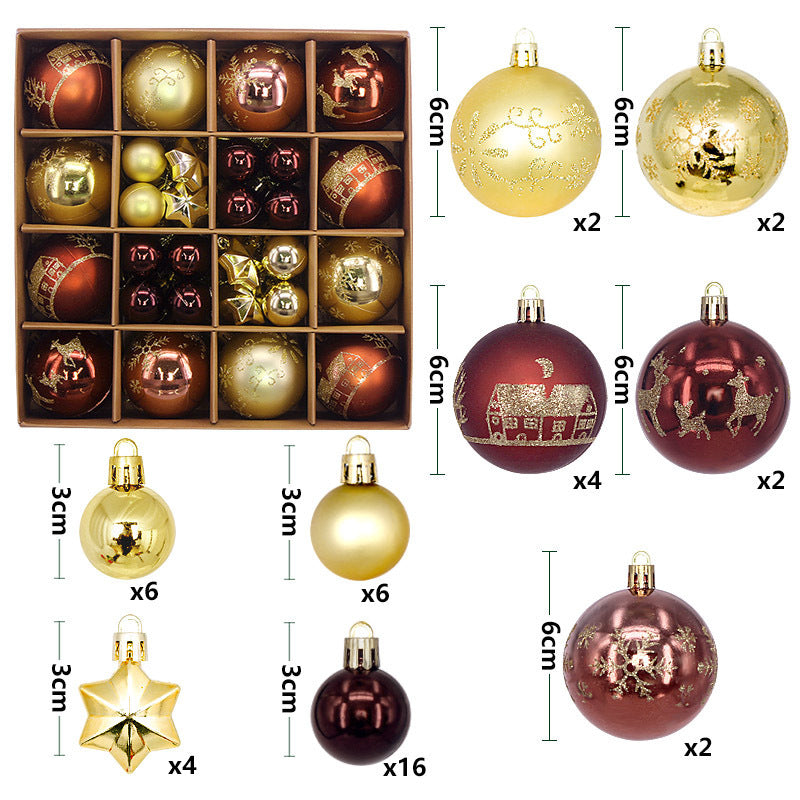 Christmas Tree Decorations Painted Shaped Electroplating Ball Ornament-44 Pack