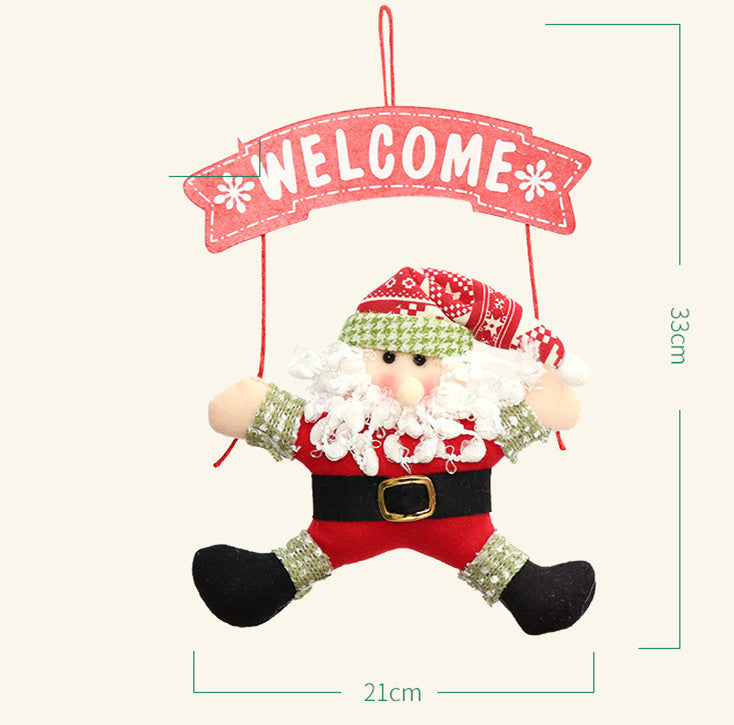 Christmas Santa and Little Snow Man Door Hanger